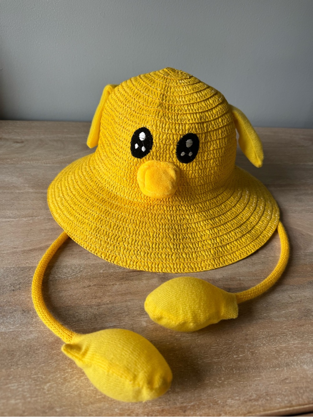 Kids Yellow Duck Sun Hat with Chin Ties
